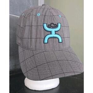 Hooey Hat Cap Size L/ XL Stretch Flex Fit Gray Plaid Cactus Ropes